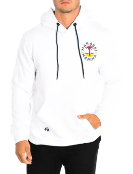 Tmf607-Fp225 Mens Hoodie - White Cotton - Size X-Large - La martina - FashionsVida