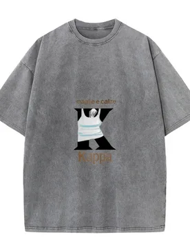 Kappa plus Size Washed T-shirt Loose Fit Vintage Distressed Cotton Men's Casual Graphic Tee - Aliexpress - FashionsVida
