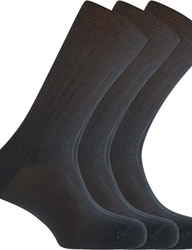 Pack de 3 pares de calcetines en algodón mercerizado de hombre cortos en canalé en color gris - Punto Blanco - FashionsVida