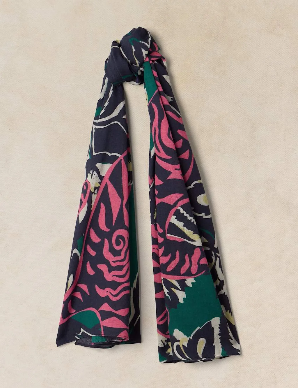 Cotton Wool Blend Printed Scarf Pink Mix female - White stuff - FashionsVida