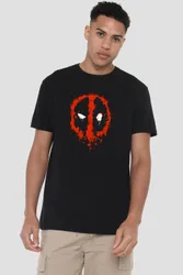 Unisex Deadpool Paint Logo T-Shirt in Black Size: Medium - Black - Size: M