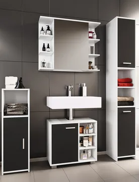 Badmöbelset Badezimmer Set "Zalo I" Schwarz 4-tlg - VCM - FashionsVida