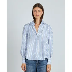 Camisa de mujer a rayas con detalles de pedrería