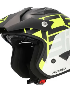 Casco Moto Jet Aria 2206 Graphic Nero Giallo Fluo taglia XS - Acerbis - FashionsVida
