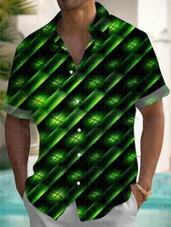 Vintage Pattern Men's Hawaiian Shirt Stretch Easy Care Camp Shirt Big Tall