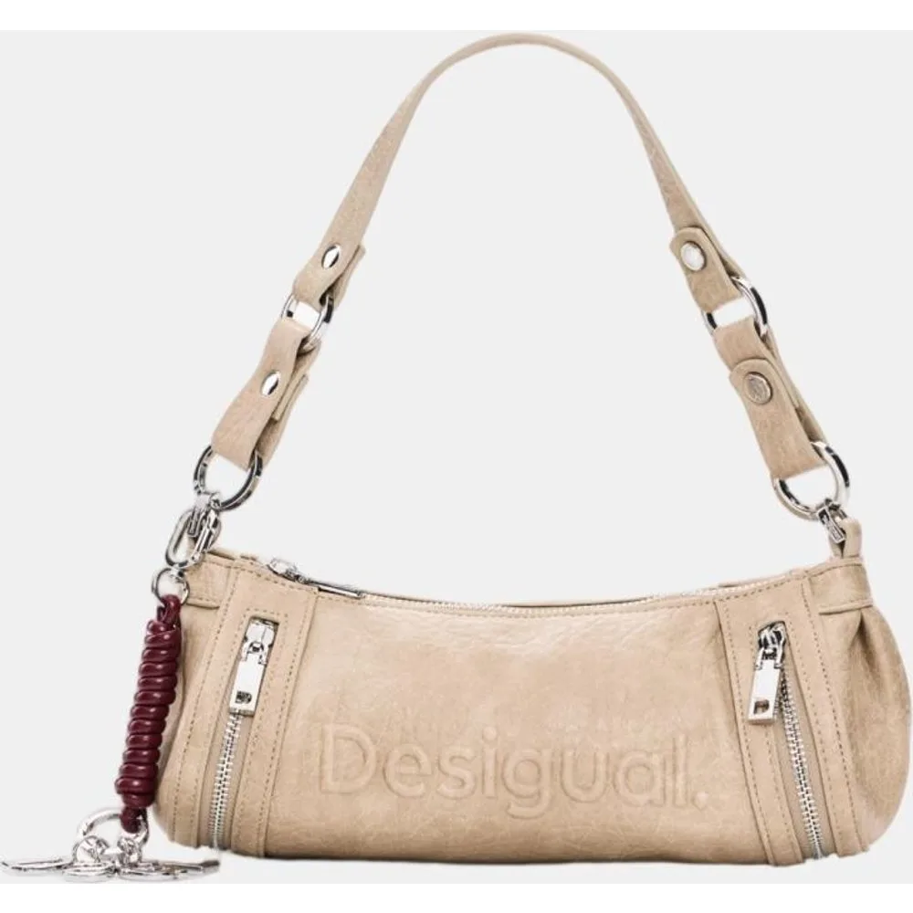 Bolso half logo hombro mediano efecto piel - Desigual - FashionsVida