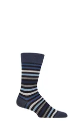 Mens 1 Pair Tinted Stripe Wool Socks Navy 5.5-8 Mens - Blue - Size: 5.5-8 Mens
