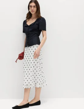 Polka Dot Knee Length Slip Skirt Ivory Mix female - M&S - FashionsVida