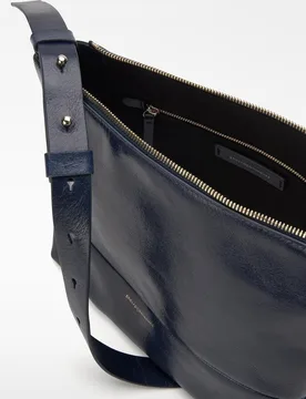 Bolso de hombro de mujer orión de piel con cierre cremallera y textura craquelada - Adolfo Dominguez - FashionsVida