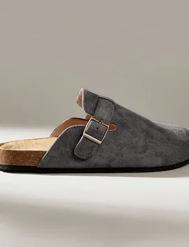 Zapatos planos para mujer de otoño e invierno, zapatillas de media suela, zapatos casuales de ante versátiles y cómodos en color gris EUR41 - Shein - FashionsVida