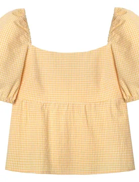 Blusa de mujer con cuadros vichy y mangas abullonadas - The-Are - FashionsVida