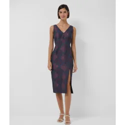 Vestido sin mangas denim con jacquard floral