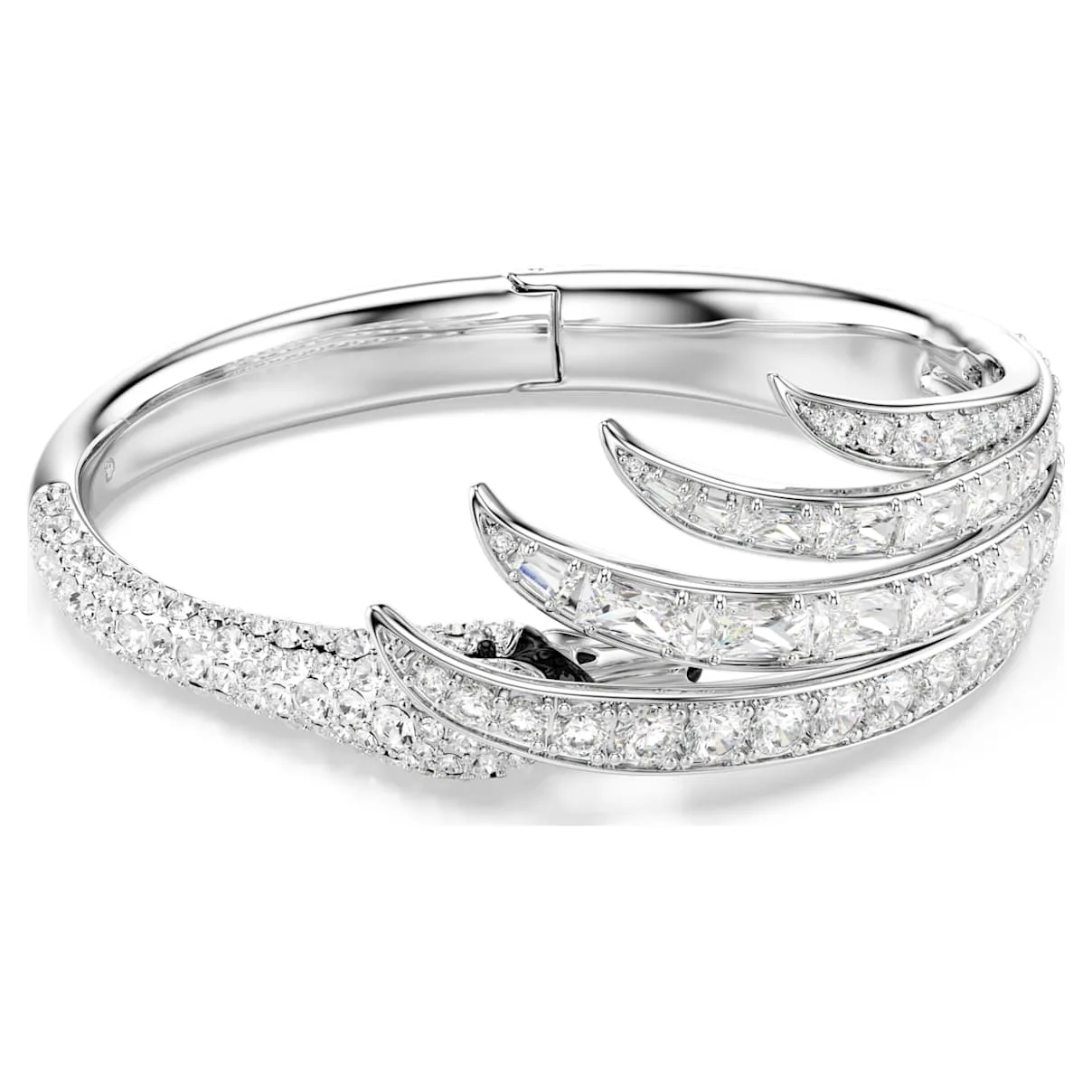 Bracciale rigido Vienna, Taglio misto, Cigno, Bianco, Placcato rodio S - Swarovski - FashionsVida