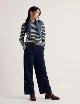 Pure Cotton Striped Crew Neck T-Shirt Green Mix female - Seasalt cornwall - FashionsVida