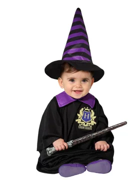 Zauberschüler-Kostüm für Babys Halloween-Kostüm schwarz-violett - Atosa - FashionsVida