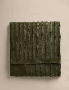 M&S Ribbed Knitted Throw Green - M&S - FashionsVida