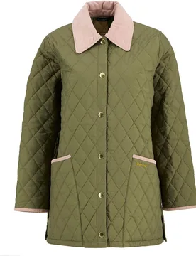 Abrigo acolchado de mujer con bolsillos de parche y cierre frontal con botones - Barbour - FashionsVida