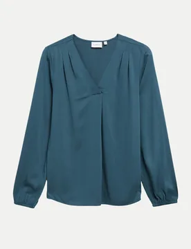 Bluse mit Faltendetails Blau 34 - Comma - FashionsVida