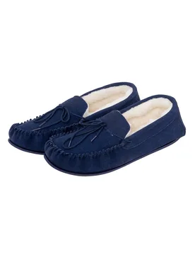 Mens Sheepskin Moccasin Slippers - - Size: 12 - Nordvek - FashionsVida