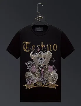 Cartoon Bear Rhinestones T Shirts Men Summer Clothes Fashion Streetwear O Neck Short Sleeve Thin Cool Elastic Cotton T-shirts - Aliexpress - FashionsVida