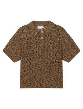 Andre polo sweater maglia in crochet maniche corte con colletto - toffee brown - OBEY - FashionsVida