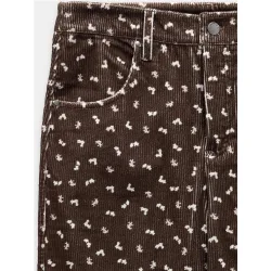 Pantalones rectos de mujer con cierre de botón y estampado floral