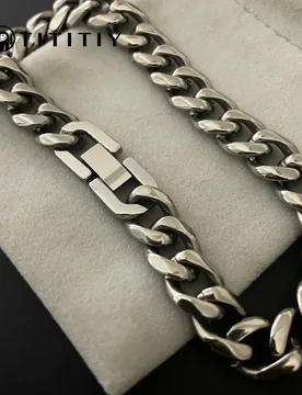 Pure Titanium Bracelet Wide 10.5mm Polished Six Sided Lightweight Anti Allergy Cuban Chain Fashion Trend Unisex Style Easy Match - Aliexpress - FashionsVida