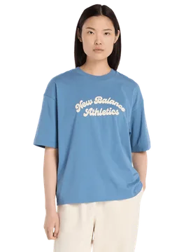 Linear Heritage Oversized T-shirt Donna - Magliette Blu - Taglia XL - Jersey di cotone XL - New Balance - FashionsVida