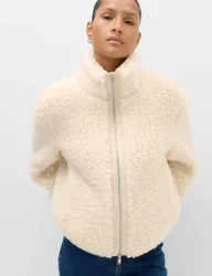 Borg Funnel Neck Jacket Ecru female