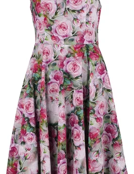 Rockabilly Kleid knielang - Lola Floral Swing Dress - XS - für Damen - Größe XS - multicolor - Frauen - female - H&R London - FashionsVida