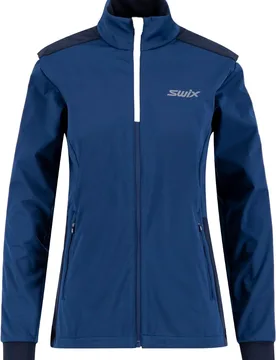 Veste de ski nordique - Cross Jacket W Estate Blue/White en Softshell - Taille M - Bleu - Swix - FashionsVida