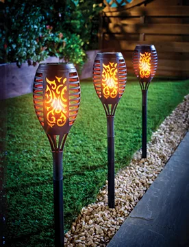 Solarflammen-Pfahlleuchten, 3er Set - Gainsborough - FashionsVida
