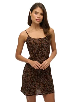 Vestito Corto Senza Maniche Bias Cut Mini Slip Leona Leopard L - Superdry - FashionsVida