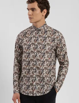 Mens Limited Edition Abstract Slim Fit Shirt - Steel & Jelly - FashionsVida