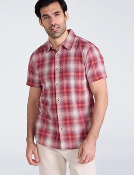 Weekender' Mens Short Sleeve Shirt 100% Cotton Lightweight Breathable Top Red - Size 3xl - Mountain Warehouse - FashionsVida