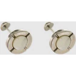 Gemelos de hombre de plata y nácar