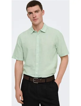 Only & Sons - Camisa de manga corta lino de hombre - Only & Sons - FashionsVida