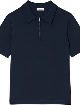 Polo de hombre de manga corta de punto cuello cremallera - sandro - FashionsVida