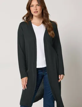 Women's Long Sleeve Midi Cardigan Sweater in Black Size: 22-24 - Black - Size: 22-24 - M&Co - FashionsVida