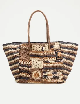 Bolso shopper fibras naturales patchwork - Tintoretto - FashionsVida