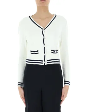 Cardigan scollo V BIANCO UNI - VICOLO - FashionsVida