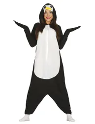 Süßes Pinguin-Kostüm für Erwachsene schwarz-weiss-gelb