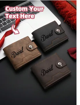 Pieza Cartera de hombre personalizable con nombre/letra y grabado - Bifold de gran capacidad adecuado para regalos de Navidad, Día de San Valentín y - Shein - FashionsVida