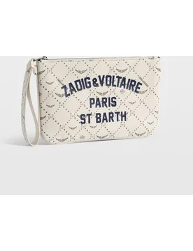 Zadig & Voltaire - Cartera pequeña de mujer de lona revestida colección resort con estampado de monograma - Zadig & Voltaire - FashionsVida
