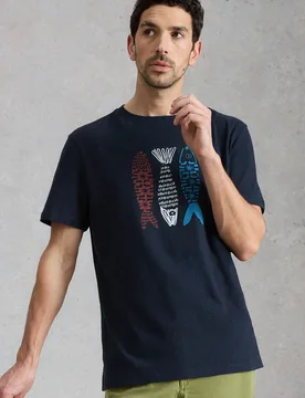 Abersoch Tile Fish Graphic Tee - Navy - White stuff - FashionsVida