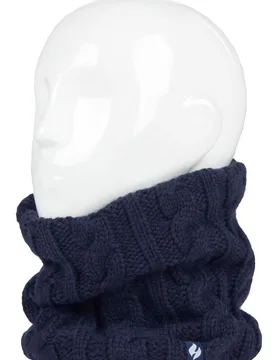 Women's 1 Pack 3.5 Tog Heatweaver Yarn Neck Warmer Dark Navy One Size - Blue - Size: One Size - Heat Holders - FashionsVida