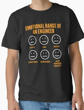 Emotional Range Of An Engineer Funny Engineering Faces Fan 100% Cotton Printed T Shirt for Men Large Size Adult Tops S-6XL - Aliexpress - FashionsVida