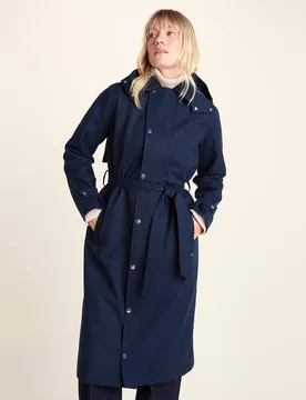 Women's 'Jemima' Waterproof Longline Belted Trench Coat in Navy Size: 16 - Navy - Size: 16 - TOG24 - FashionsVida