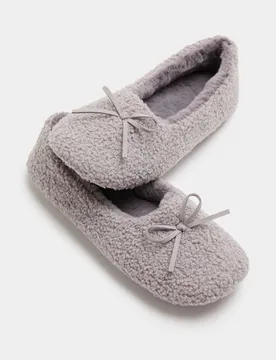 Borg Ballerina Slippers Light Grey female - M&S - FashionsVida