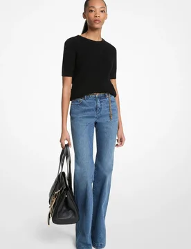 Vaquero campana de mujer de algodón elástico con cinturón - MICHAEL Michael Kors - FashionsVida